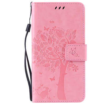 

Pink Tree Design PU Leather Flip Cover Wallet Card Holder Case for SAMSUNG C5