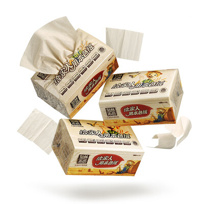 

Quan Lin color environmental protection pulp is not bleached food grade towel soft pumping paper 3 layer 120 pumping 16 package box full sale