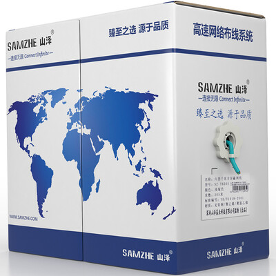 

Shanze SAMZHE SZ-T6100 original environmental protection CAT6 six types of Gigabit non-shielded pure oxygen-free copper high-speed cable 100 meters box light green