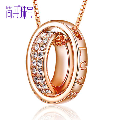 

Jane Dan JIANDAN Crystal Necklace Women's short clavicle chain pendant Japan and South Korea fashion jewelry happy password rose gold