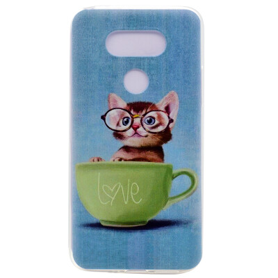 

Glasses cat Pattern Soft Thin TPU Rubber Silicone Gel Case Cover for LG G5