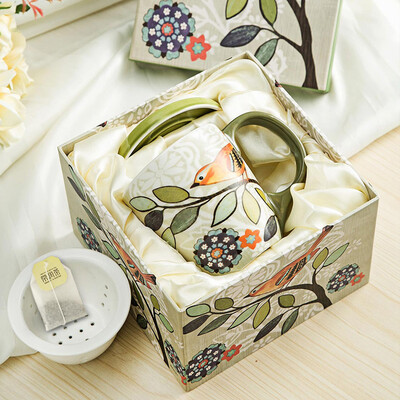 

[Jingdong supermarket] love the house Green (Evergreen) ceramic cup printing creative combination of tea leakage teapot cup box gift box 3CMTN4182