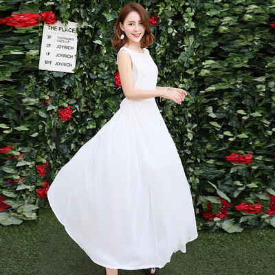 

Siberian woman 2017 white temperament high waist sleeveless long paragraph dress S72R0020A10XL black