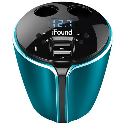 

ifound Car mp3 player Car Charger Blue Black Double USB Bluetooth FM