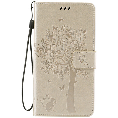 

Gold Tree Design PU Leather Flip Cover Wallet Card Holder Case for LG V10