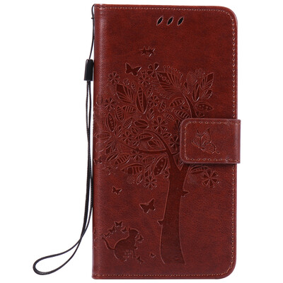 

Brown Tree Design PU Leather Flip Cover Wallet Card Holder Case for SONY Z4