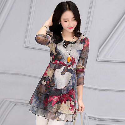 

Siberian woman 2017 autumn women&39s clothing waist dress short temperament chiffon dress S71R0647A28M color