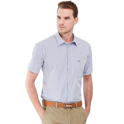 

Funky Virtue Business Casual с коротким рукавом Мужская футболка с чехлом C303S13M Blue Grid 40
