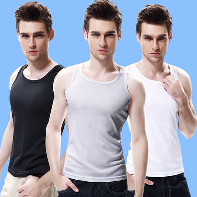 

[Jingdong Supermarket] Bejirog Men's Vest Men's Pure Cotton Breathable Four Seasons Wild Sport Vest Bottom Shirt [3 Pack] Black + White + Gray 185