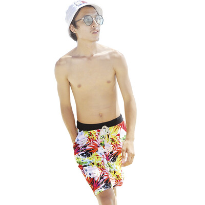 

QIHAI (QIHAI) beach pants men's swim trunks fashion handsome dry and wet dual-use comfortable soft five-point hot spring bathing suit 7827-3 blue color XL