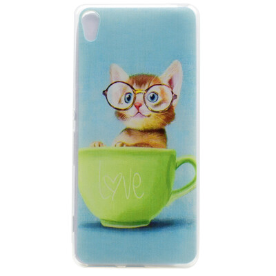 

Glasses cat Pattern Soft Thin TPU Rubber Silicone Gel Case Cover for Sony Xperia XA