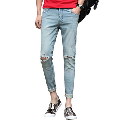 

(MSEK) джинсы мужская мода углы джинсы корейская версия Slim брюки LNK70013 светло-голубой 30