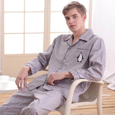 

[Jingdong supermarket] Qing Tong pajamas home service Korean version of the couple men and women spring spring long sleeves sweet cute suit female models gray 9575509XL