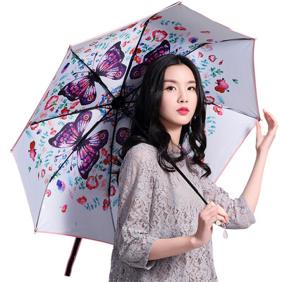 

[Супермаркет] Jingdong Lan поэзия дождь Z0371 черный зонтик складной зонтик зонтик дождь или светить синий бабочка