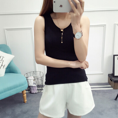 

VIVAHEART Корейский случайный моды сплошной цвет V шеи жилет без рукавов куртка VWBX174137 черный L