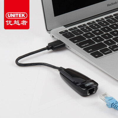 

UNITEK) USB cable network card to RJ45 cable converter external wired Fast Ethernet interface Apple Mac laptop card adapter black Y-1466BK