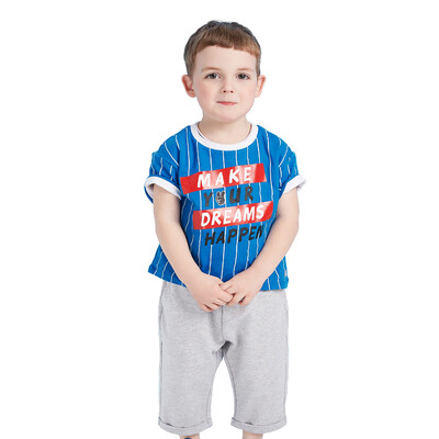 

Bala Bula (BALABALA) short-sleeved suit male boy baby short-sleeved boy boy two-piece set 28192171112 blue and white tone 110