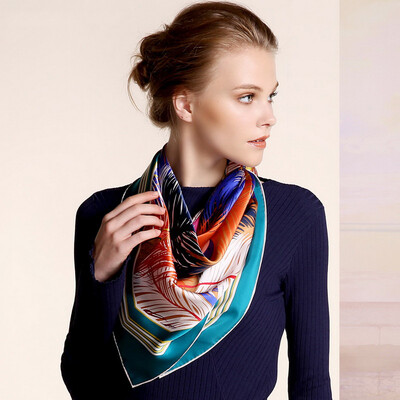 

Gemstone Butterfly Silk Silk Scarf Lady Spring / Summer Sunscreen Shawl High-grade Silk Scarf 90 * 90cm 16mm Heavy Satin Gift Box