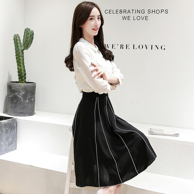 

A bowl of morning 2017 Korean version of the autumn dress female large size fashion sleeves in the long paragraph skirt S71R0284A657XL on the white under the black