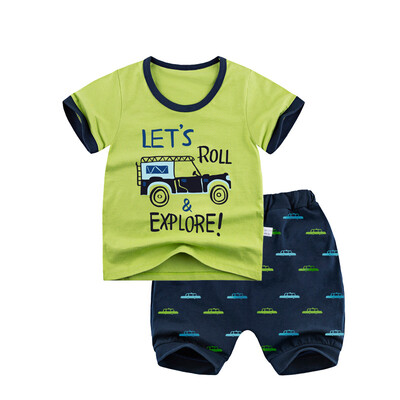 

Yue Tong Lai children's suit summer boy short-sleeved T-shirt harem pants summer suit Y1919 line car 110
