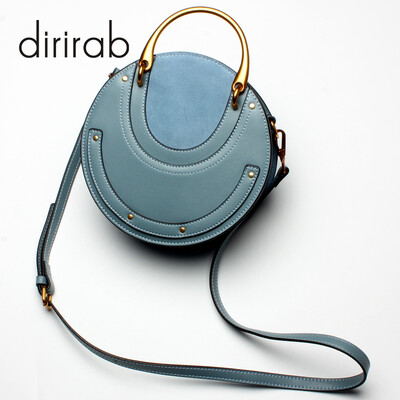 

Dirirab genuine leather womens shoulder bag round bag handbag small round bag cowhide diagonal package pig bag rivets fashion