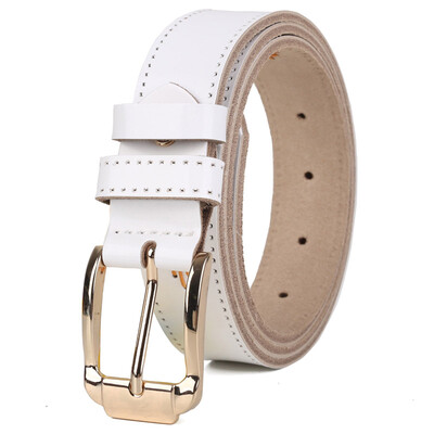 

Close lily loving lilies ladies belt European and American fashion flowers woven cowhide buckle belt belt pulley belt 12565 white
