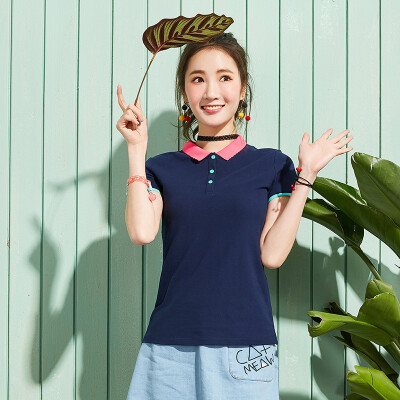 

Semir short body T shirt lady summer sweet doll collar collar Polo shirt 19037000601 rose red S