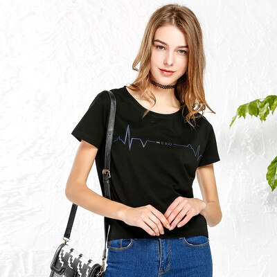 

Red bean IDF women&39s simple style short-sleeved T-shirt female FTD7103B 90 black 165 88A