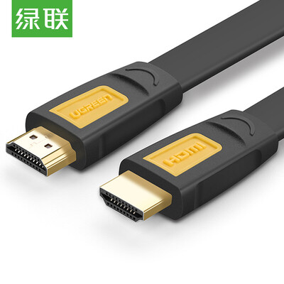 

Зеленый (UGREEN) Кабель HDMI версии 1.4 1080P HD-кабель цифровое видео плоский линейный доступ к компьютеру Телевизионный дисплей линии проектора 10 метров желтый и черный 11183