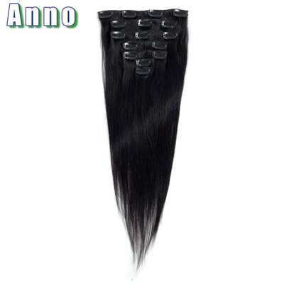

Full Head Clip in Brazilian Human Hair Extensions Natural Black Hair Clip 7 Pieces Straight Brazilian Hair Clip in Extensions
