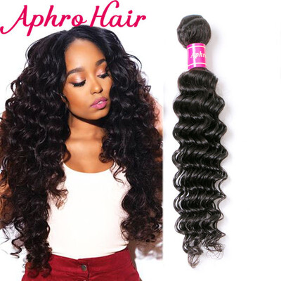 

Aphro Hair Brazilian Deep Wave Virgin Hair 4 Bundles 100% Unprocessed Human Hair Extensions Natural Color