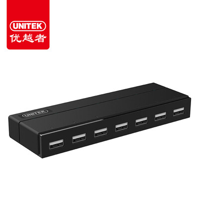 

UNITEK Y-3090BBK USB30 high-speed expansion of 7-port HUB multi-interface hub 12 meters black with external power supply mobile phone tablet fast charge splitter
