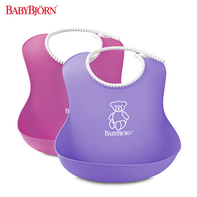 

BABYBJORN Soft Bib Нагрудник для ребенка от 4 месяцев (розовый + фиолетовый, 2 шт., Швеция)