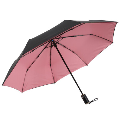 

US degree MAYDU automatic three fold sunny umbrella double windproof business umbrella men&women with M3321 skin pink