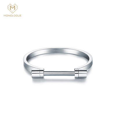 

MONOLOGUE presumptuous personality simple steel bracelet silver white ME68 5.6cm