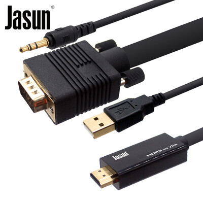 

Jason (JASUN) Кабель HDMI-VGA 15 метров с аудиоконвертом для преобразования аналогового сигнала. Блокнот / настольный компьютер / телевизионная приставка / затем телепроектор для отображения проектора JS-085