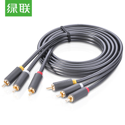 

Green Alliance UGREEN AV audio&video cable three pairs of three lotus head line 3RCA public to public wiring red&yellow white line conversion cable TV set-top box line 10 meters 10530