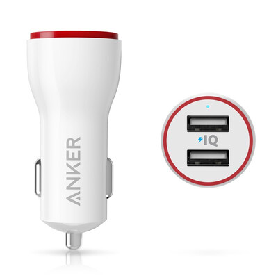 

Anker Anke двухпортовый зарядное устройство для мобильного телефона можно использовать для зарядки автомобиля 2USB нового 24W автомобильного зарядного устройства 5V / 4.8A Apple Samsung мобильный телефон планшетный автомобиль зарядки белый