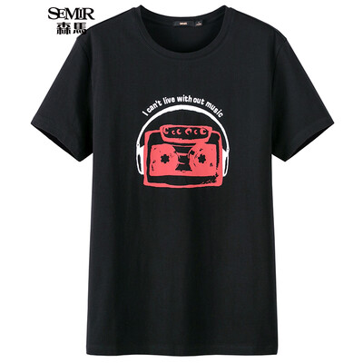 

Semir Semir летом с коротким рукавом футболки шею с коротким рукавом сострадательный прилив пассивом ретро личности 19047001202 Черный XL