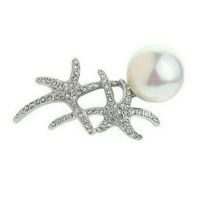 

Yoursfs Fashion Gold Plated Rhinestones Starfish Pearl Brooch For Wedding Austrian Crystals Christmas Brooches Jewelry