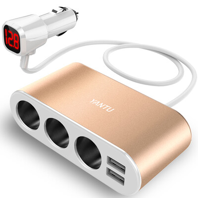 

YANTU Алюминий сплав 3 USB Порты и разъёмы 2 варианта 3.1A красный светодиод Автомобильный Разветвитель Прикуривателя Мощность адаптер 12 В- 24 В для IPad смарт