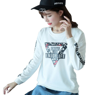 

VIVAHEART Korean casual fashion cotton letters T-shirt tassel pattern round neck long sleeve sets of sweater VWWY171231 black