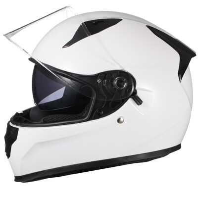 

Tanked Racing Motorcycle Helmet Electric Battery Car Helmet with Bib Double Lens T129 Autumn&Winter Full Helmet XXL Code White