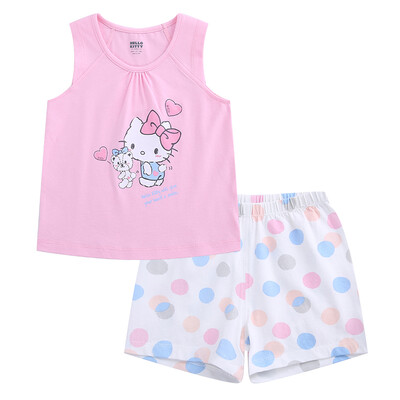 

HelloKitty Girls Vest Set Trousers Pants Outwash Set KA722CA13P2110 Peach Powder 100