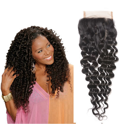 

beauty length Peruvian virgin hair closure deep wave Peruvian human hair lace closure cheap 4*4 lace closure