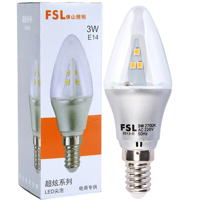 

[Jingdong supermarket] Foshan lighting (FSL) LED candle bubble crystal light bulb 3W transparent E14 tip warm white light 2700K Hyun silver tip 2