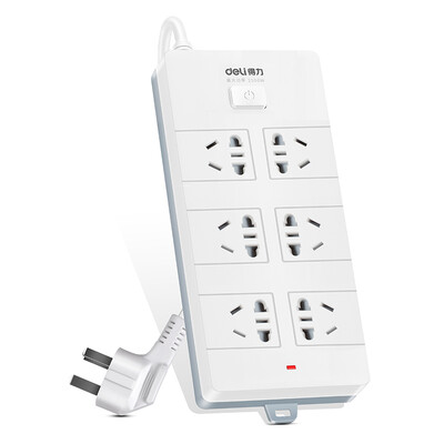 

Effective (deli) 18220 smart USB charging (5V2.1A) 2-bit combination hole 1.8 m total control switch socket / plug / plug