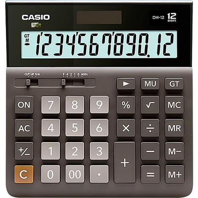 

CASIO DH-12-BK Medium 12-Bit Dual Power Wide Calculator Black Professional Computing Series