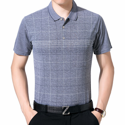 

Яблоко (AEMAPE) среднего возраста мужчин бизнес случайный отворот простой короткими рукавами футболки 1722 Navy 3XL