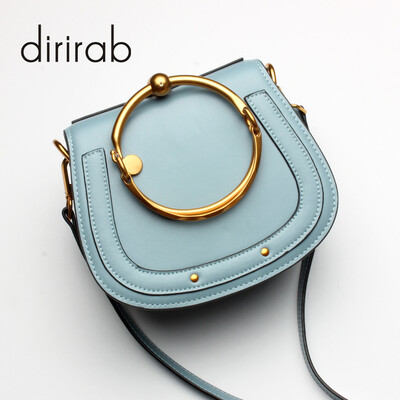 

Dirirab genuine leather womens shoulder bag round bag handbag small round bag cowhide diagonal package pig bag rivets fashion